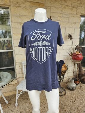 Ford Motors American Eagle Grey Blue Cotton FORD MOTORS Graphic Tee Shirt L